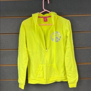Hard Candy Neon Yellow Kids Jacket with Peace Sign